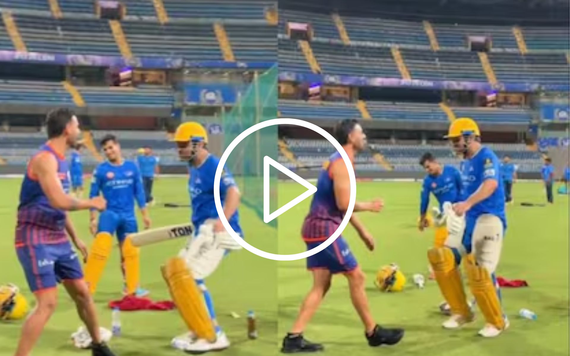 MS Dhoni Playfully Chases Deepak Chahar With A Bat Ahead Of MI vs CSK Match